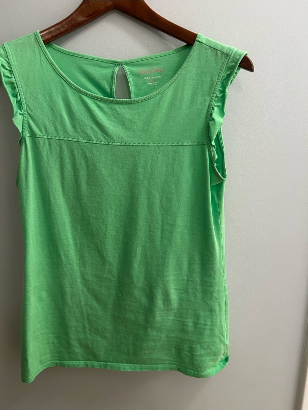 Lilly Pulitzer Lime Green Ruffle Cap-Sleeve Tank